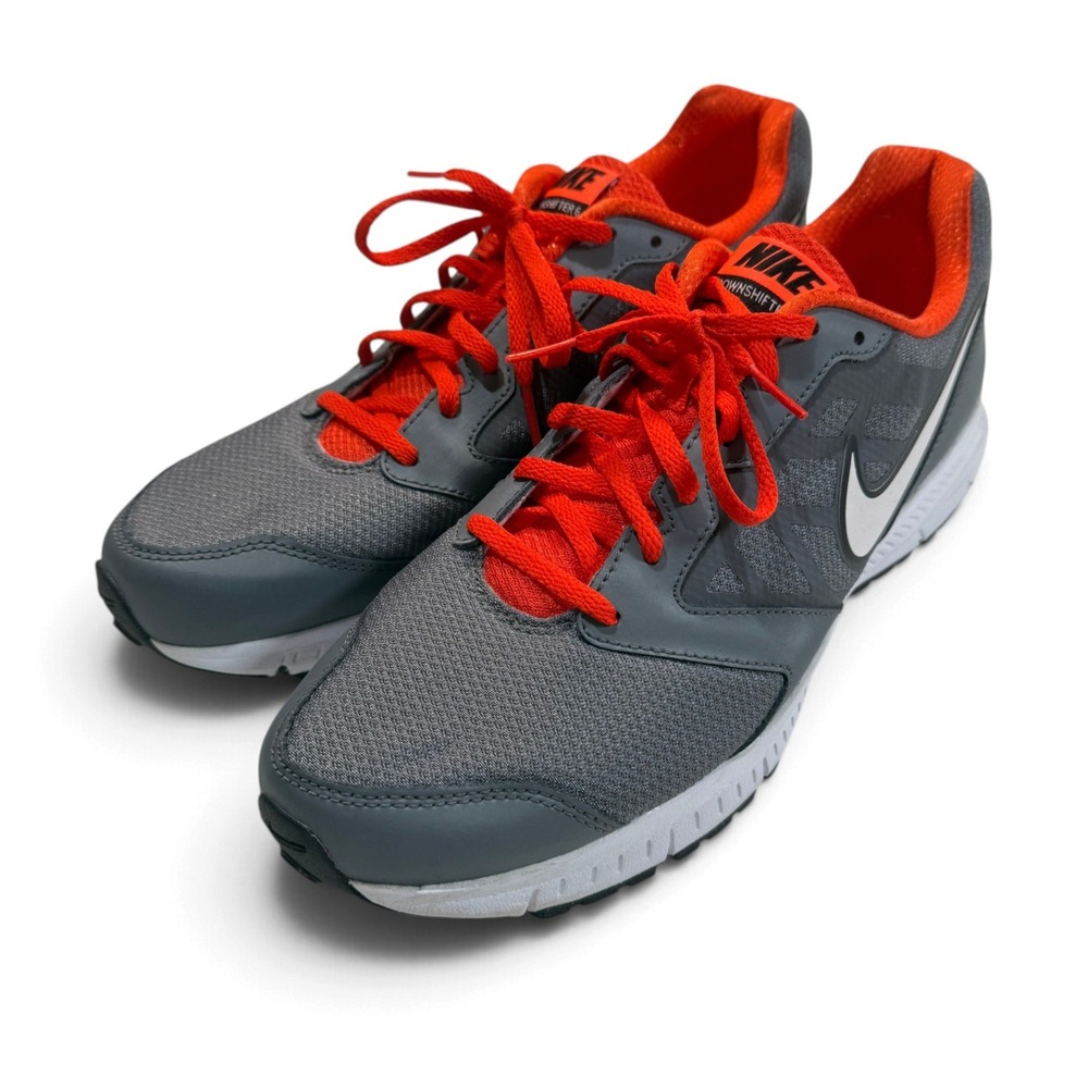 Nike Downshifter 6 Mens 12 Running Shoes Gray Orange 684652-005